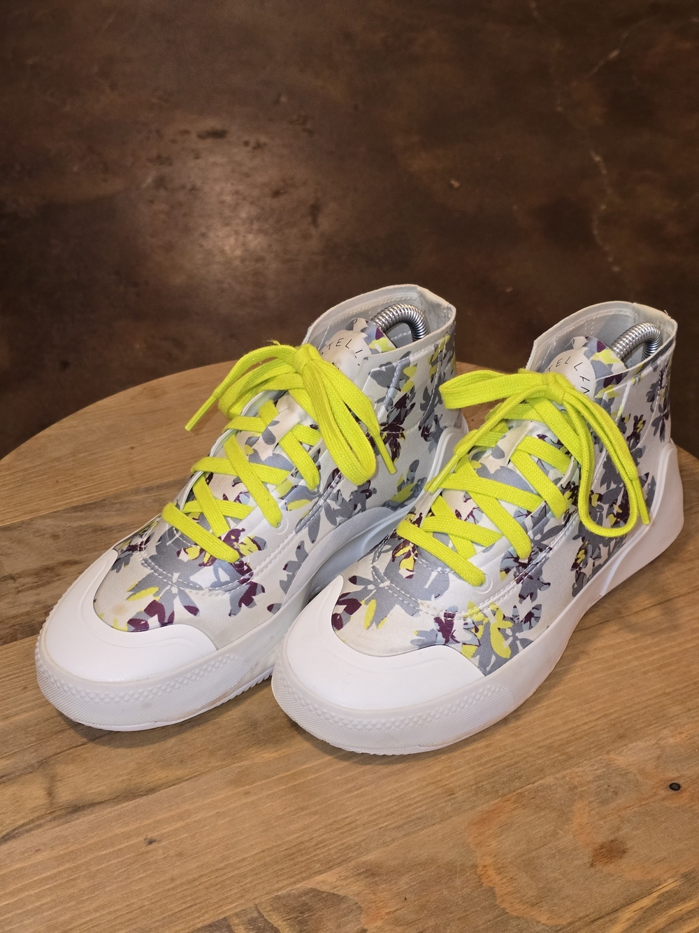 Adidas by Stella McCartney Treino Mid Floral Print Sneakers White Acid Yellow